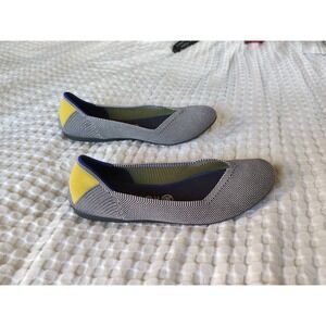 Rothy's The Flat Shale Ribbon‎ Stripe Retired Yellow Gray Sz 10 Career Business